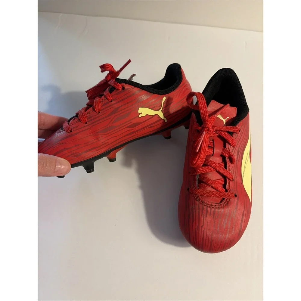PUMA Boy's Red Rapido III FG/AG Soccer Cleats Size 12C